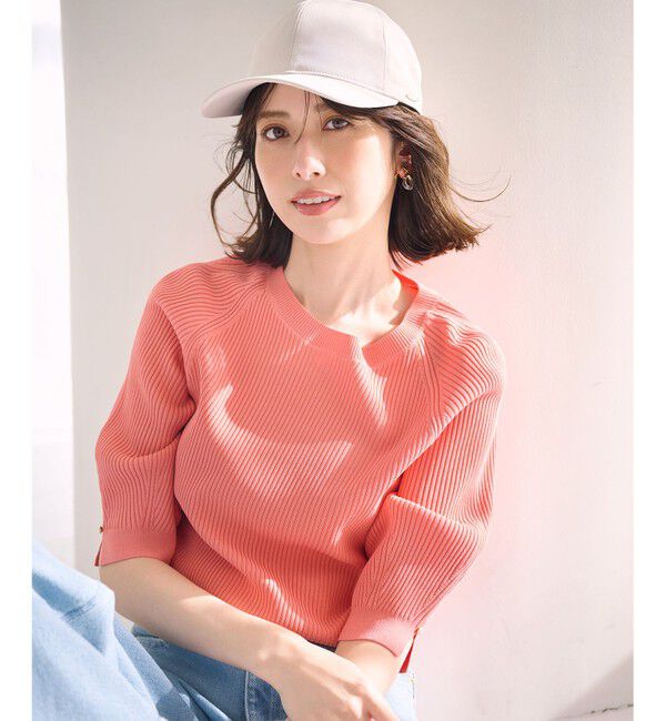 ANY SIS「【UVカット・洗える】コクーンスリーブ プルオーバー」|ニット・セーター|オレンジ