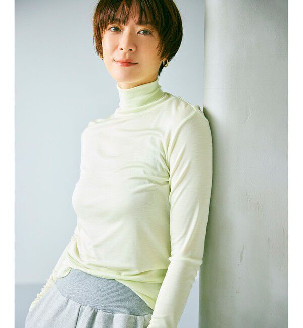 BEIGE,「Washable Silk / Hi-neck Long Sleeve T ハイネック Tシャツ」|Tシャツ・カットソー|