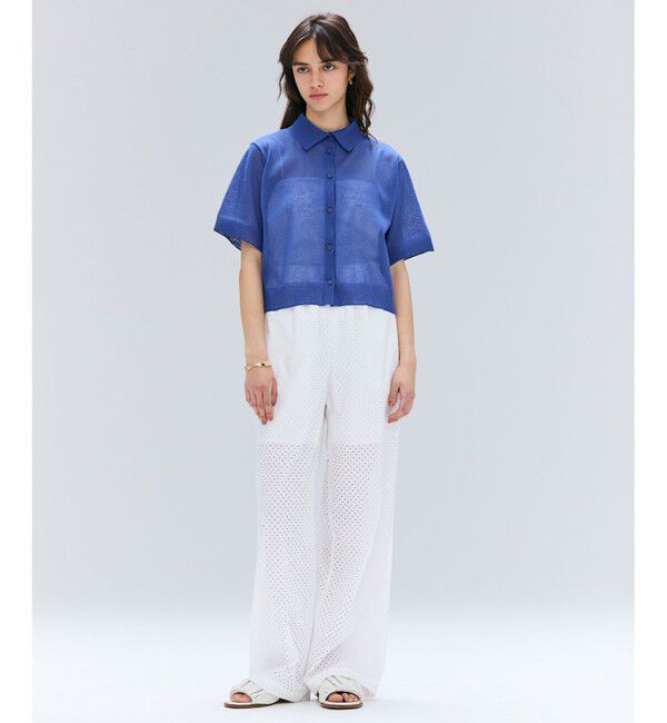 BEIGE,「【洗える・Oggi10月号掲載】MILANO / リネン混シアーポロカラーニット」|ニット・セーター|