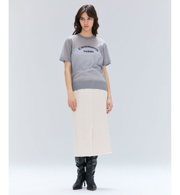 BEIGE,「【洗える・GLOW 10月号掲載】CADDO / シアーウールメッセージロゴＴニット」|ニット・セーター|