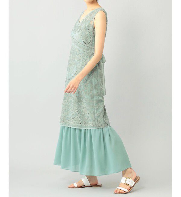  「レイヤード刺繍ロングワンピース」|ワンピース|