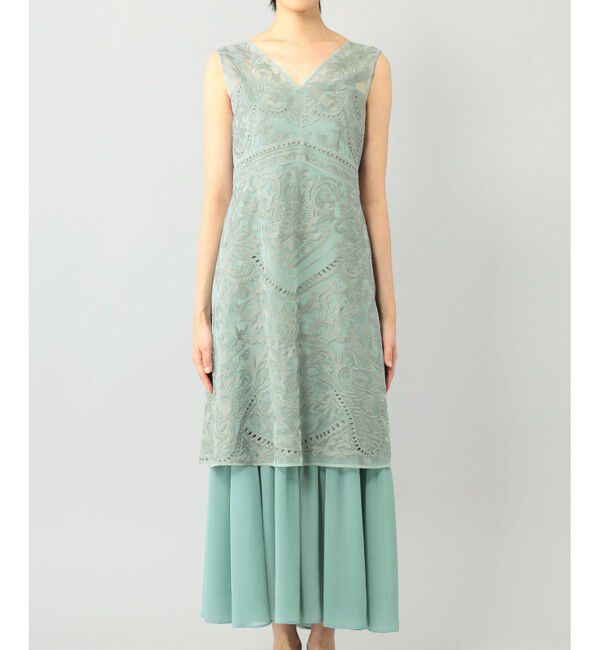  「レイヤード刺繍ロングワンピース」|ワンピース|