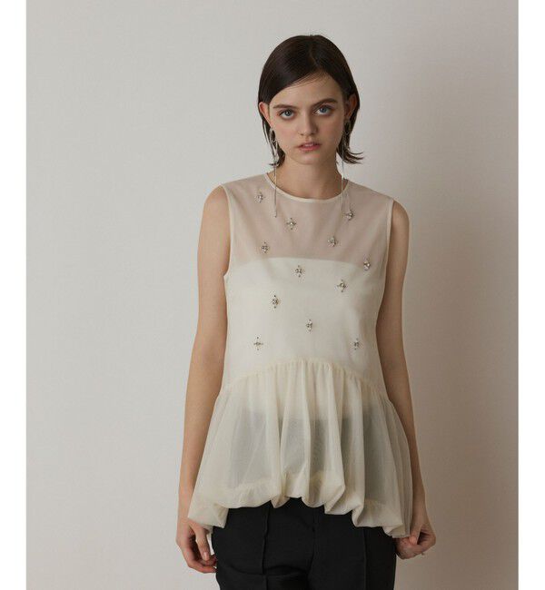 GRACE CONTINENTAL「バルーンチュールトップ」|シャツ・ブラウス|ホワイト