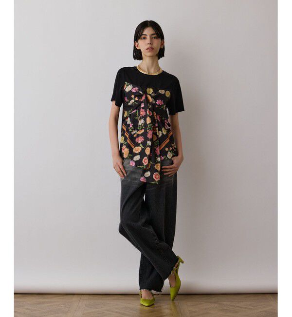 Diagram「スカーフプリントコンビトップ」|Tシャツ・カットソー|ブラック