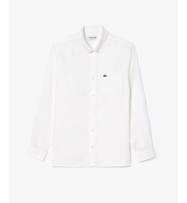 LACOSTE「リネンボタンダウン長袖シャツ」|シャツ・ブラウス|ホワイト