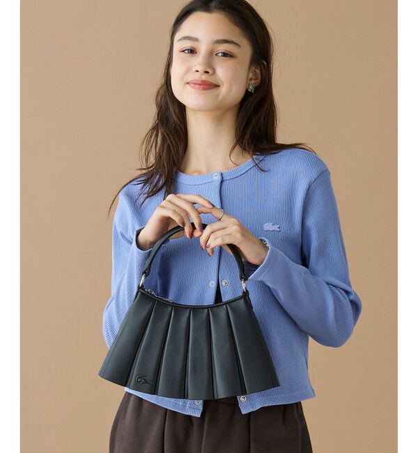 LACOSTE「LENGLEN レザープリーツハンドバッグ」|ショルダー・メッセンジャー|ブラック