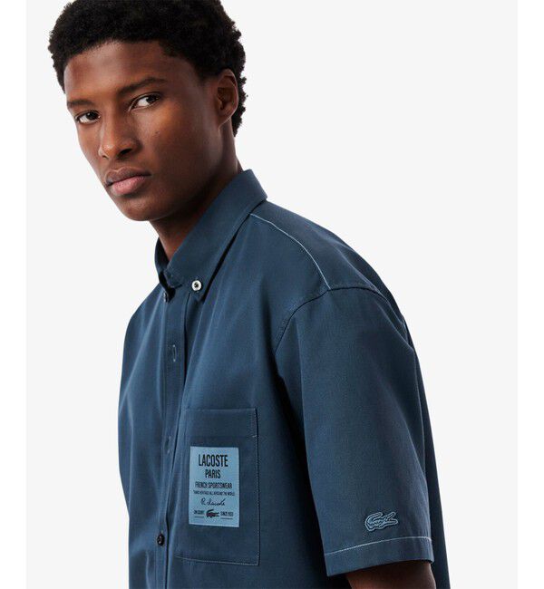 LACOSTE「シルクブレンドネームパッチボタンダウンシャツ」|シャツ・ブラウス|