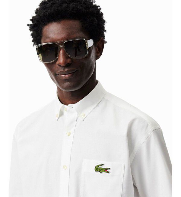 LACOSTE「ウォッシュドオックスフォード半袖ボタンダウンシャツ」|シャツ・ブラウス|