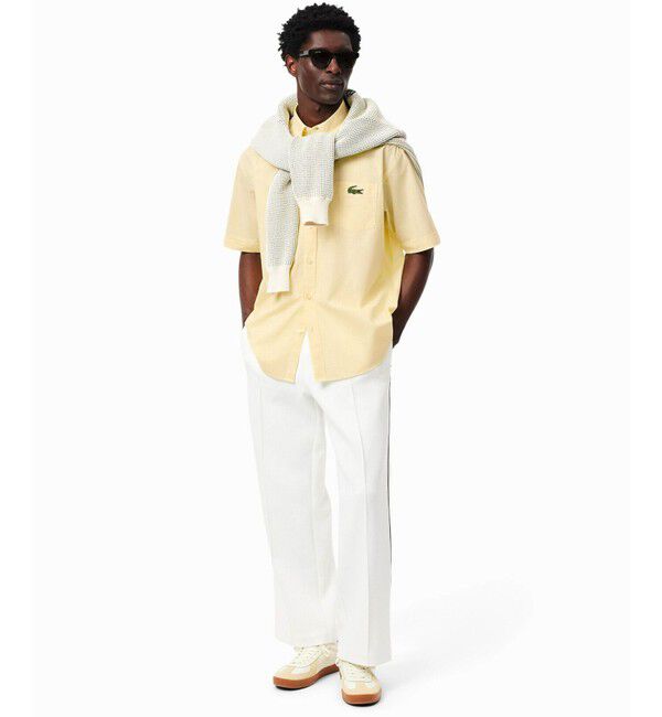 LACOSTE「ウォッシュドオックスフォード半袖ボタンダウンシャツ」|シャツ・ブラウス|