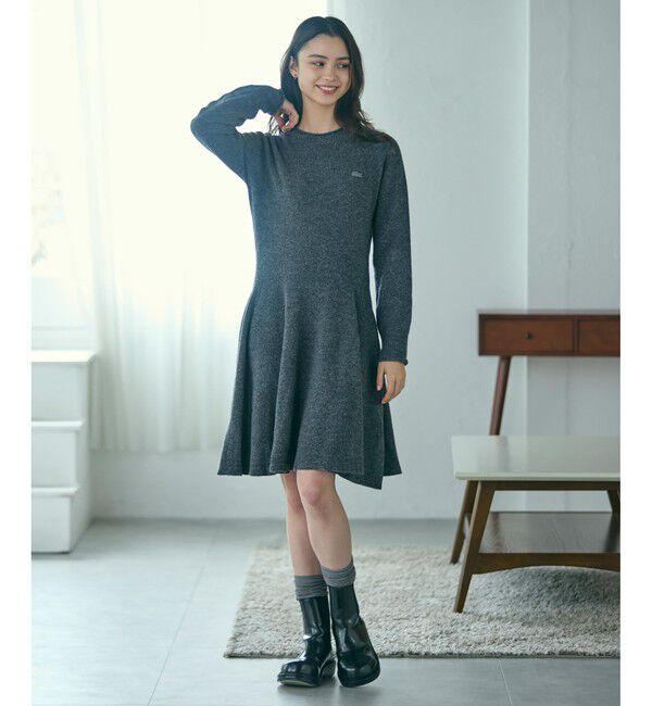 LACOSTE「3Dニッティングシームレスフレアドレスセーター」|ワンピース|