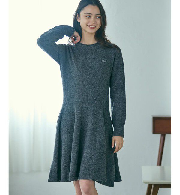 LACOSTE「3Dニッティングシームレスフレアドレスセーター」|ワンピース|
