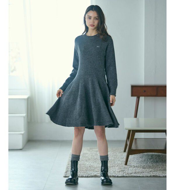 LACOSTE「3Dニッティングシームレスフレアドレスセーター」|ワンピース|