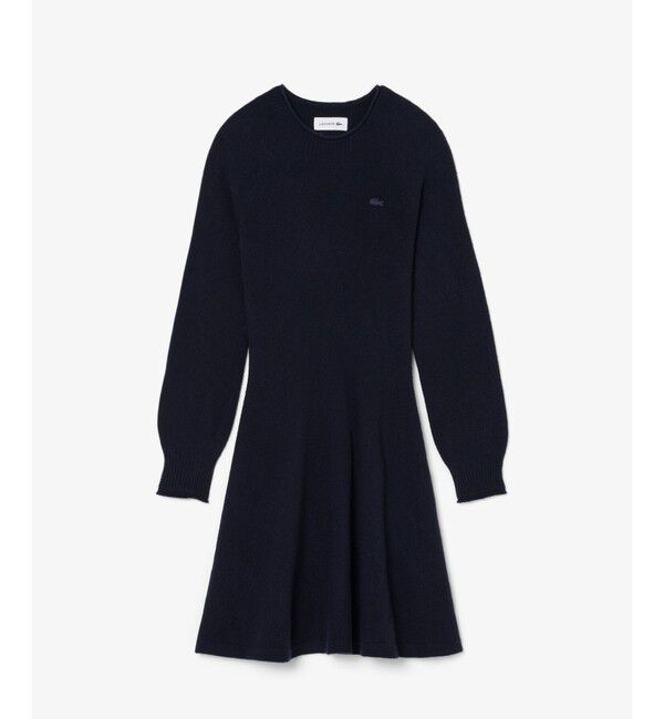 LACOSTE「3Dニッティングシームレスフレアドレスセーター」|ワンピース|ネイビー