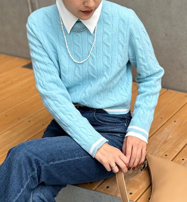 NOLLEY'S「ホールガーメントケーブル柄配色カーディガン」|カーディガン|