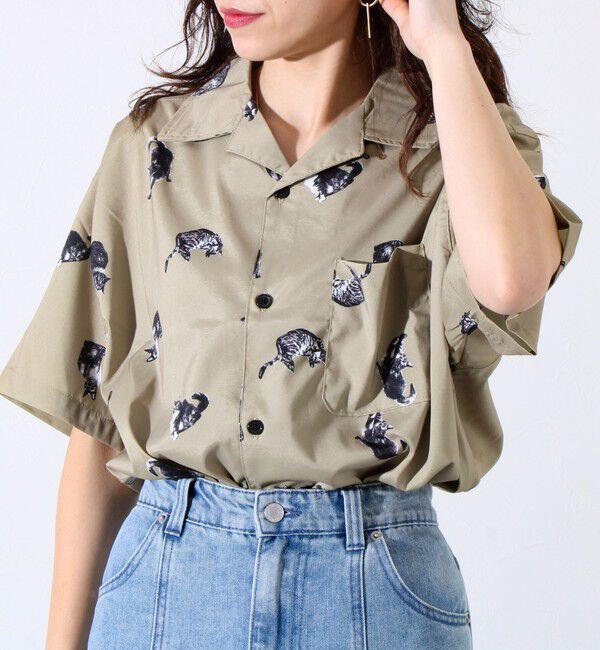 FREDY MAC「【FREDYMAC/フレディマック】動物モチーフ 総柄 半袖オープンカラーシャツ アロハシャツ」|シャツ・ブラウス|ベージュ系その他