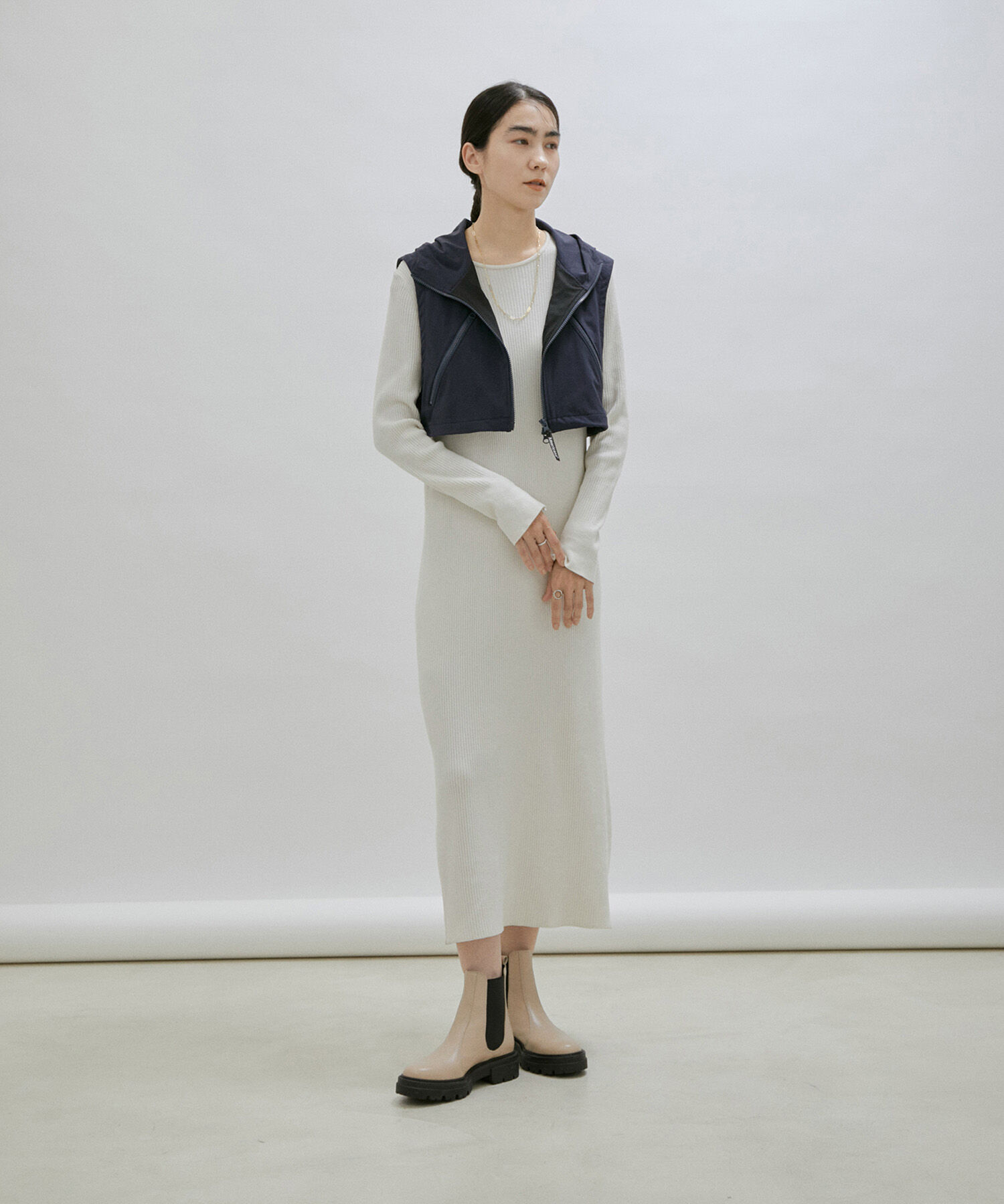 SALON adam et rope'「【Americana for SALON】[撥水機能付き]別注フード付きクロップドベスト」|ベスト・ジレ|