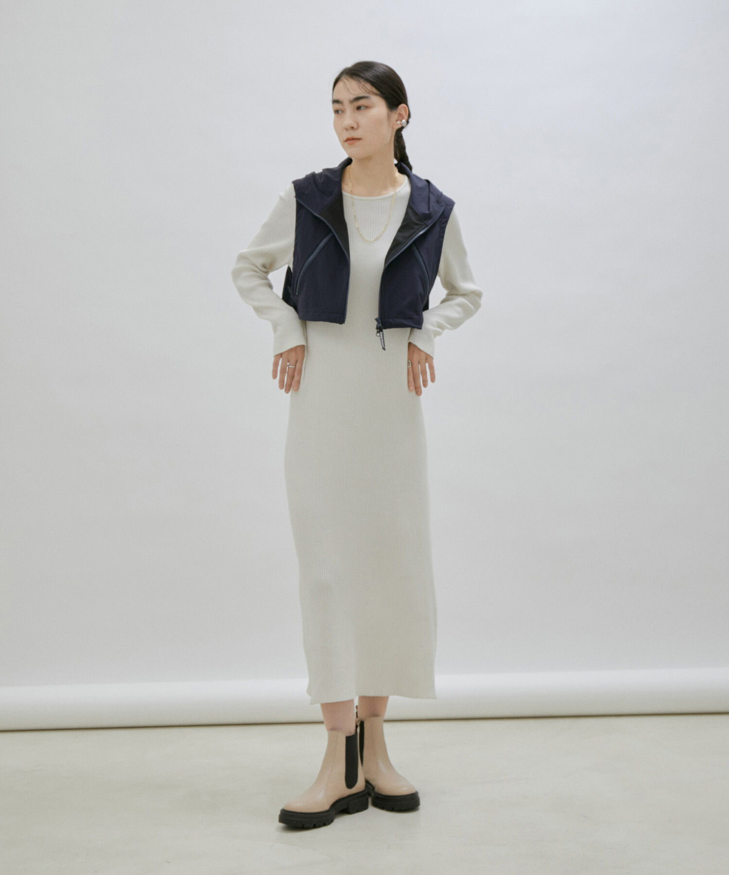 SALON adam et rope'「【Americana for SALON】[撥水機能付き]別注フード付きクロップドベスト」|ベスト・ジレ|