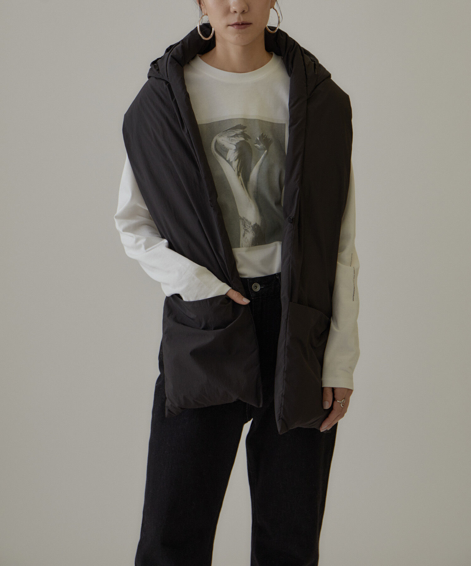 SALON adam et rope'「【雑誌掲載】[GREEN DOWN]フード付きダウンストール」|ストール|