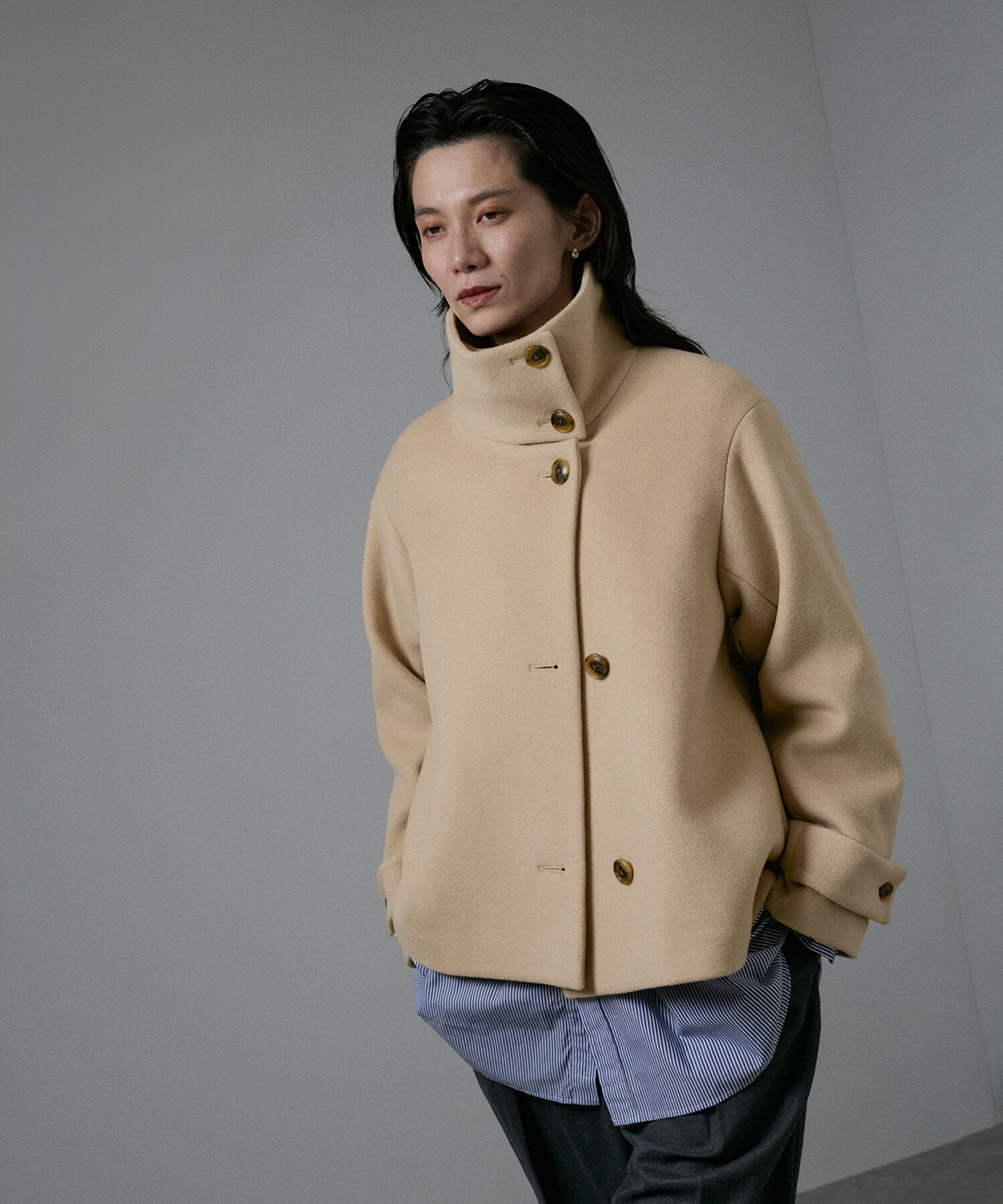 SALON adam et rope'「【WEB限定】Miliorメルトンスタンドカラーショートコート」|その他|