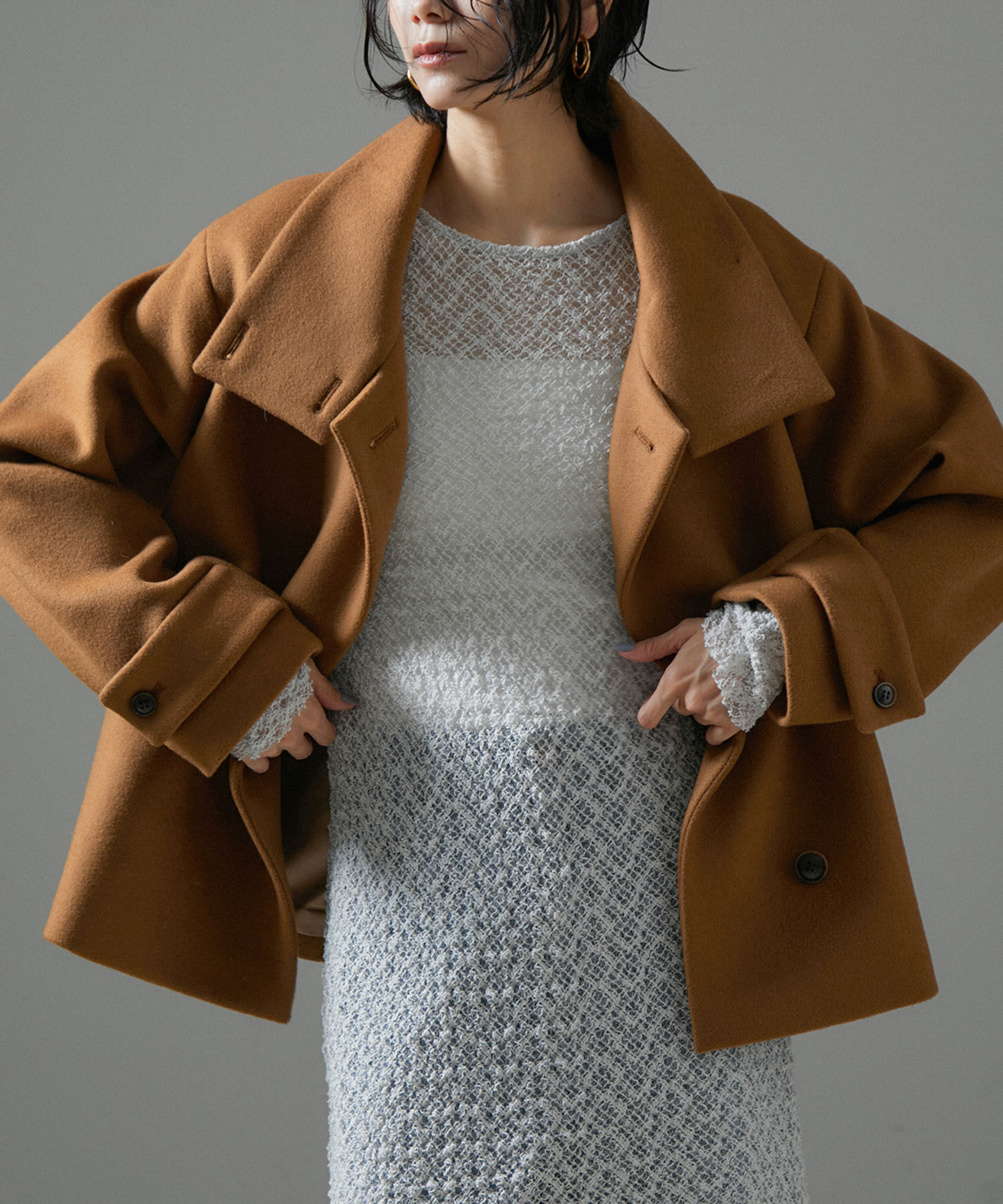 SALON adam et rope'「【WEB限定】Miliorメルトンスタンドカラーショートコート」|その他|