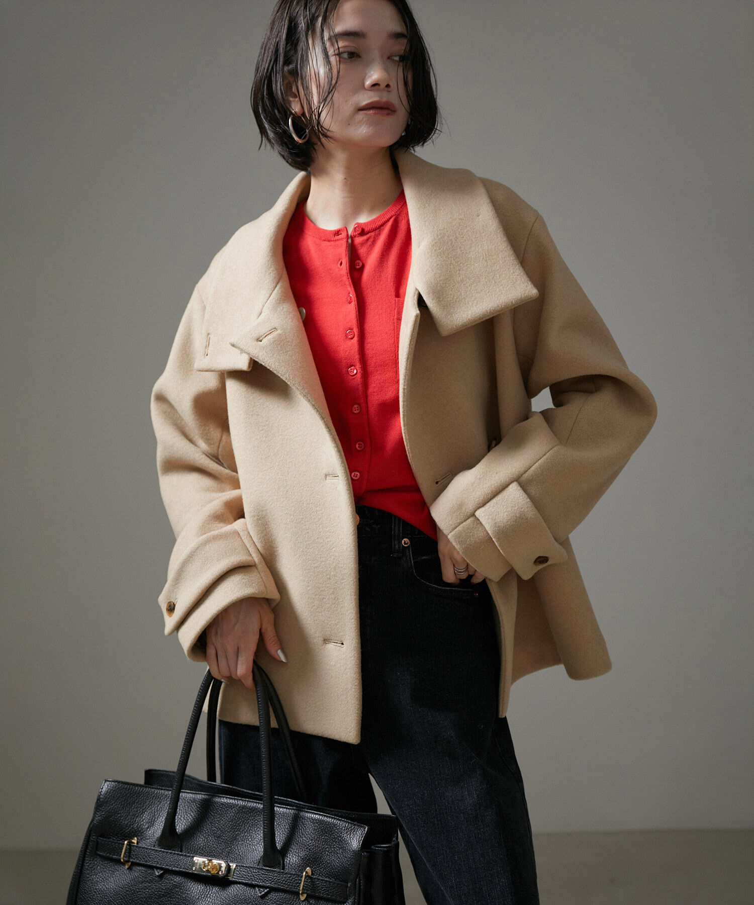 SALON adam et rope'「【WEB限定】Miliorメルトンスタンドカラーショートコート」|その他|