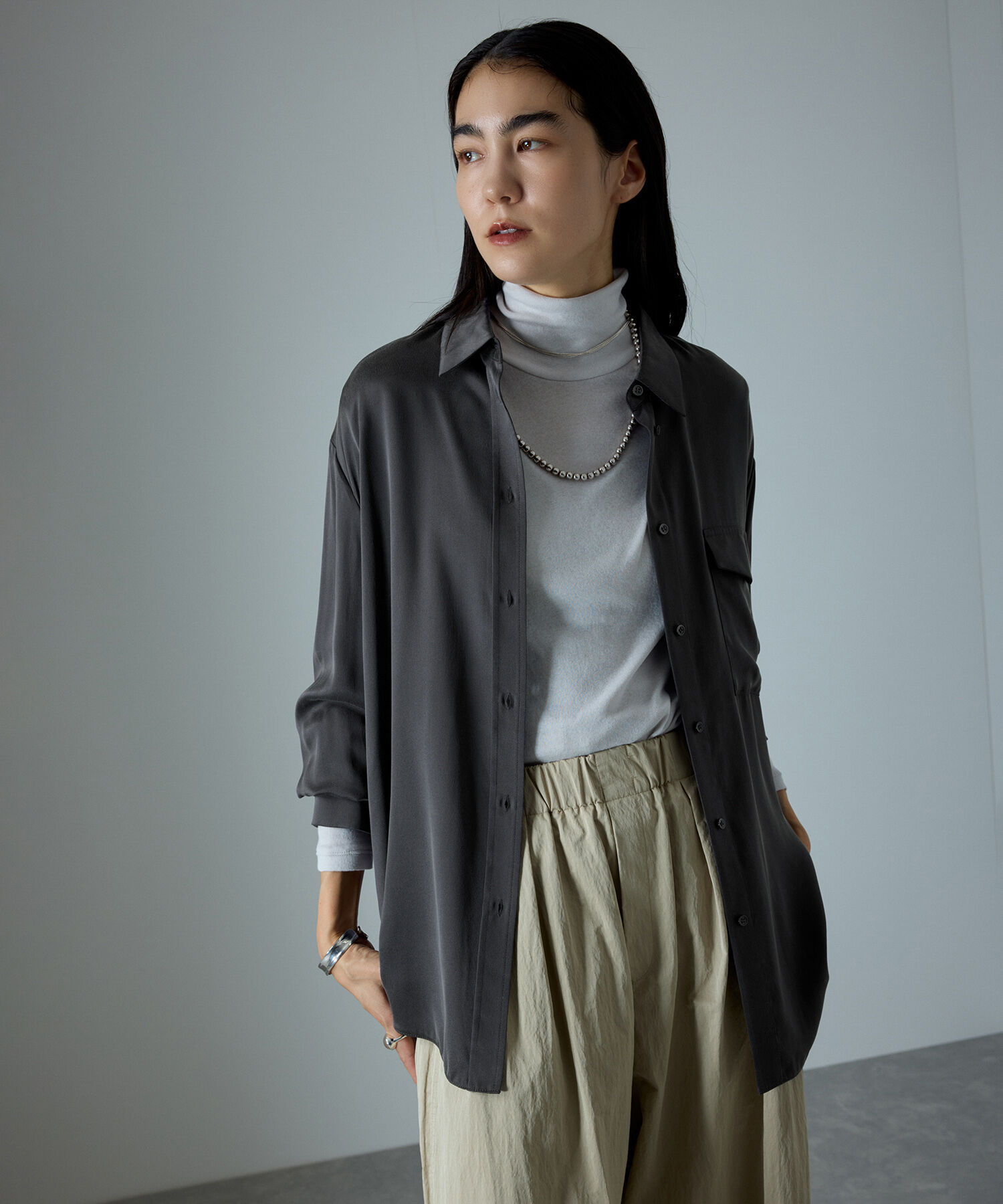 SALON adam et rope'「[24AW]GENTLE SILK シャツブラウス【セットアップ対応】」|シャツ・ブラウス|