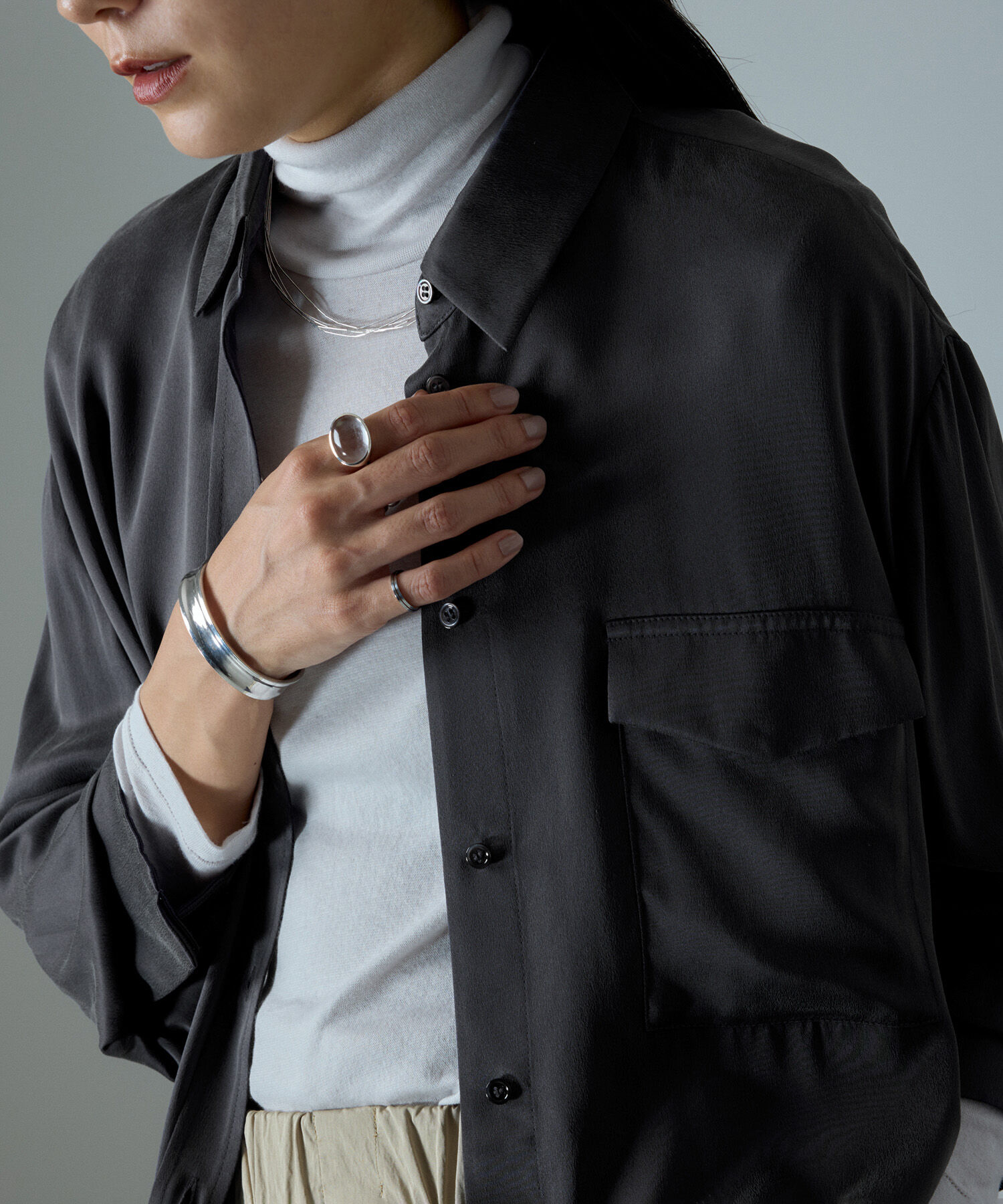 SALON adam et rope'「[24AW]GENTLE SILK シャツブラウス【セットアップ対応】」|シャツ・ブラウス|