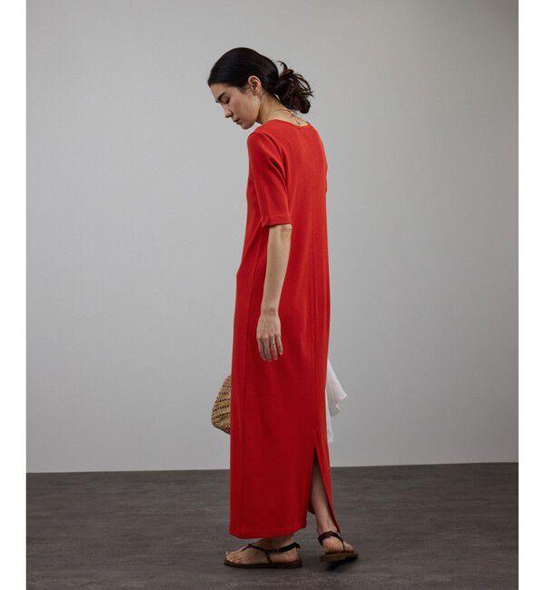 SALON adam et rope'「［UVケア］プリマベールファームリーリブワンピース」|ワンピース|レッド系(61)