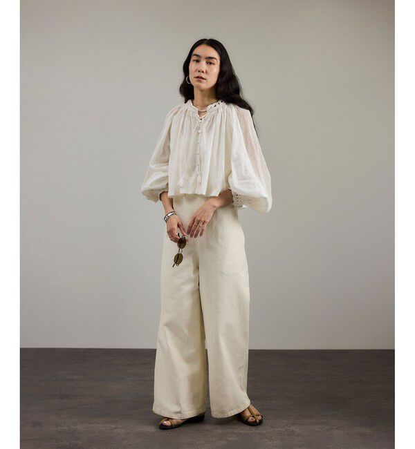 SALON adam et rope'「【WEB限定】レースアクセントボリュームスリーブブラウス」|シャツ・ブラウス|