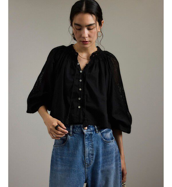 SALON adam et rope'「【WEB限定】レースアクセントボリュームスリーブブラウス」|シャツ・ブラウス|