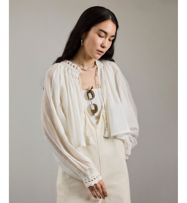 SALON adam et rope'「【WEB限定】レースアクセントボリュームスリーブブラウス」|シャツ・ブラウス|