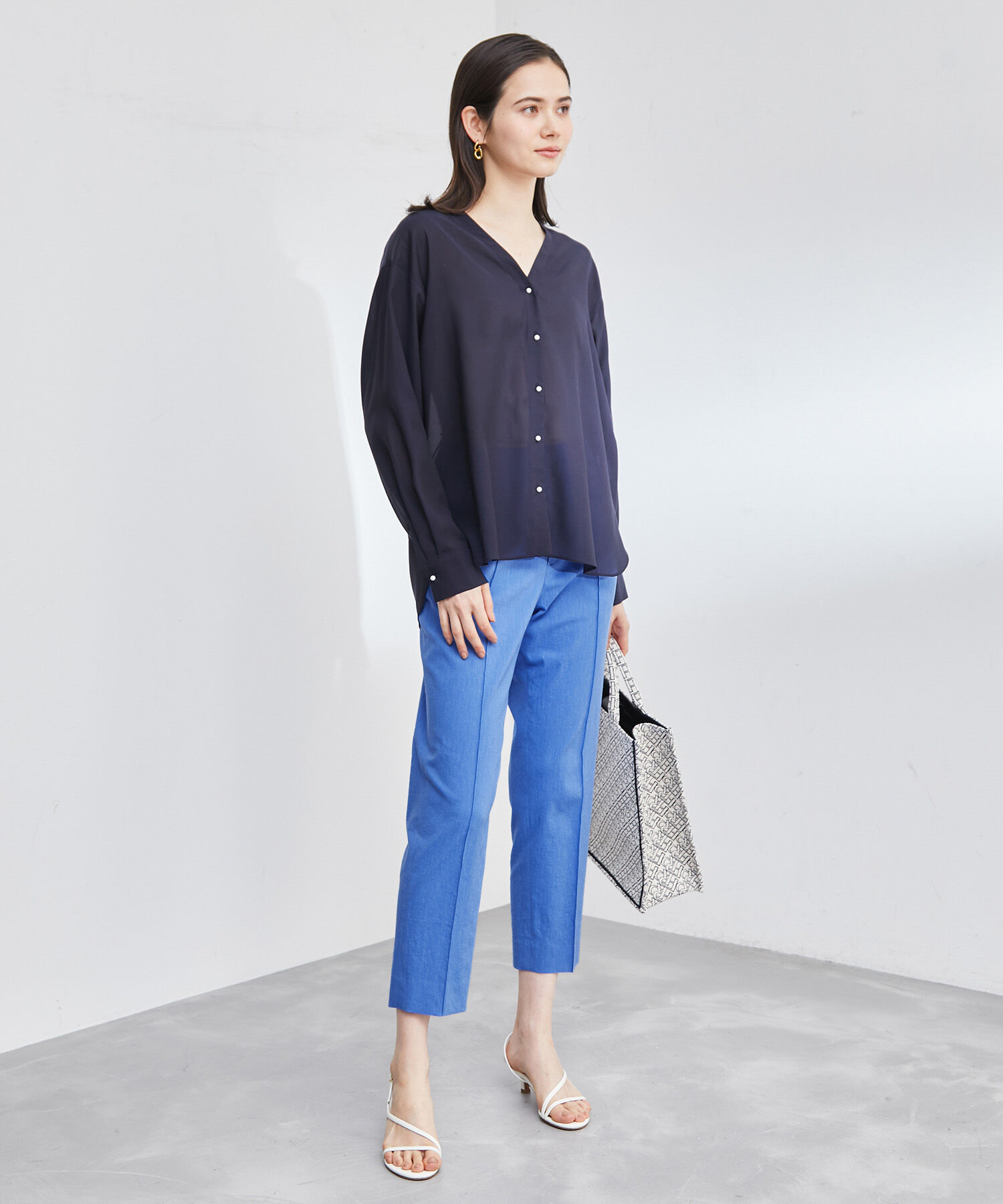 ROPE「【洗える】コットンリネンピンタックシガレット美脚パンツ」|その他|