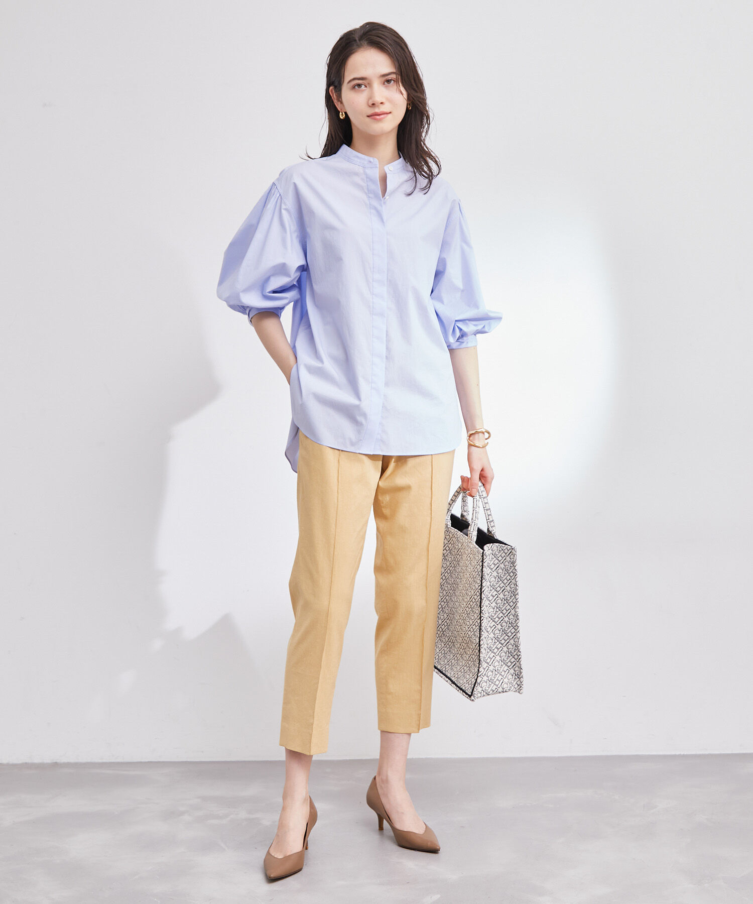 ROPE「【洗える】コットンリネンピンタックシガレット美脚パンツ」|その他|