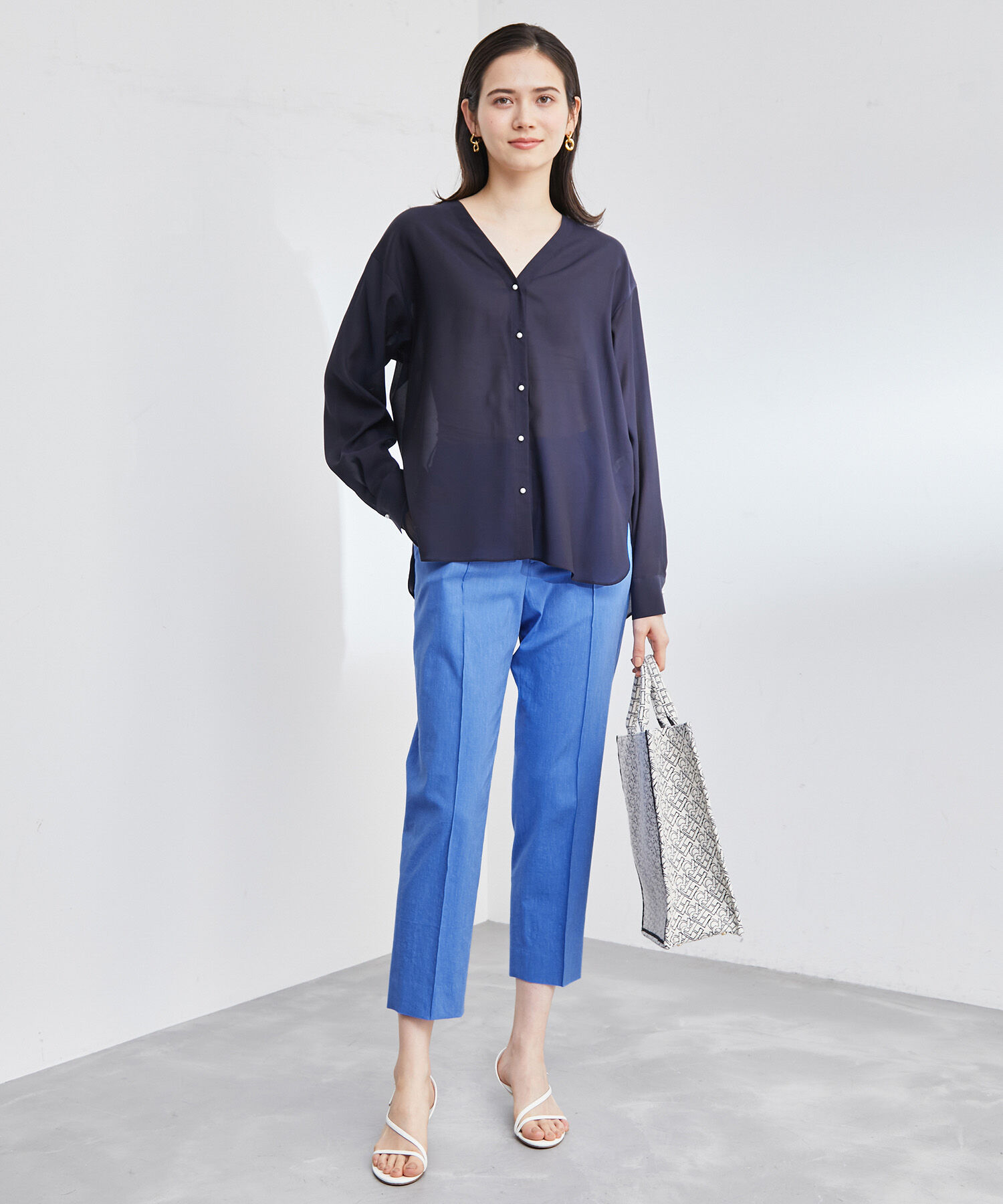 ROPE「【洗える】コットンリネンピンタックシガレット美脚パンツ」|その他|