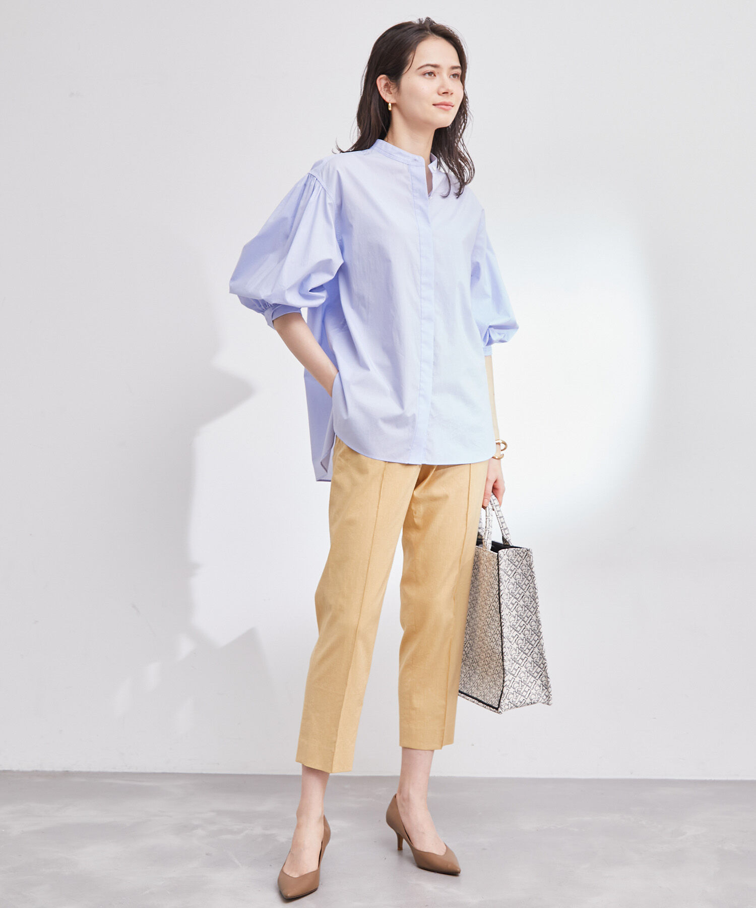 ROPE「【洗える】コットンリネンピンタックシガレット美脚パンツ」|その他|