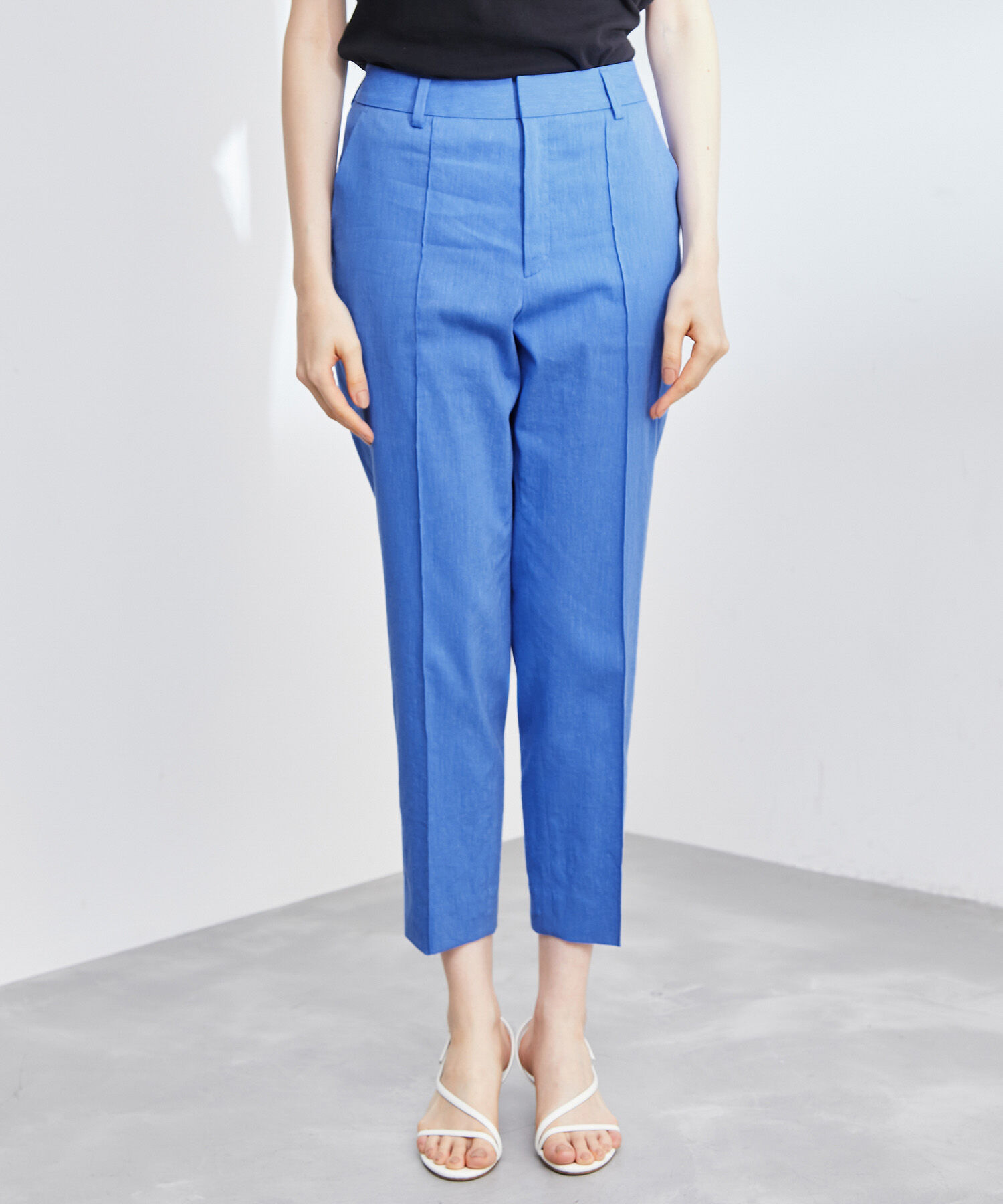 ROPE「【洗える】コットンリネンピンタックシガレット美脚パンツ」|その他|