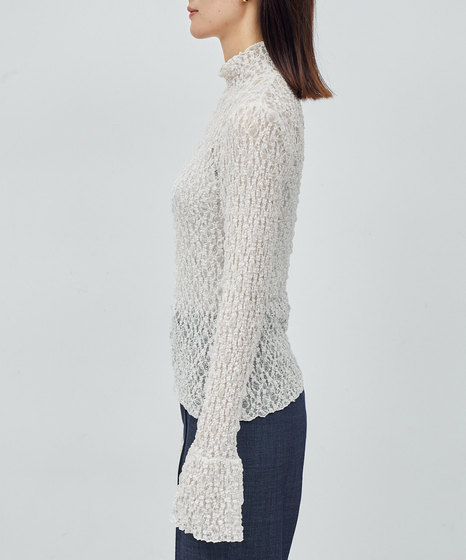 ROPE「 袖ギャザーレースカットソー」|ニット・セーター|