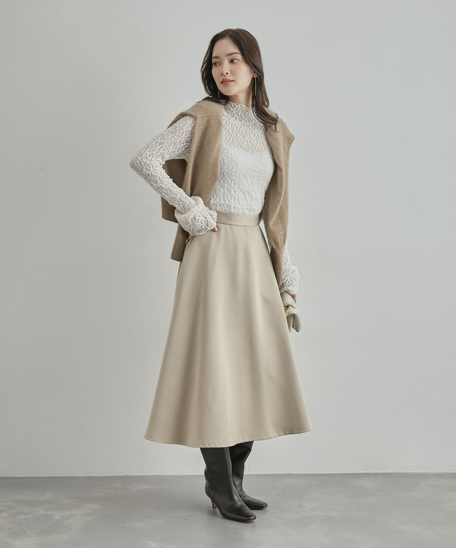 ROPE「 袖ギャザーレースカットソー」|ニット・セーター|