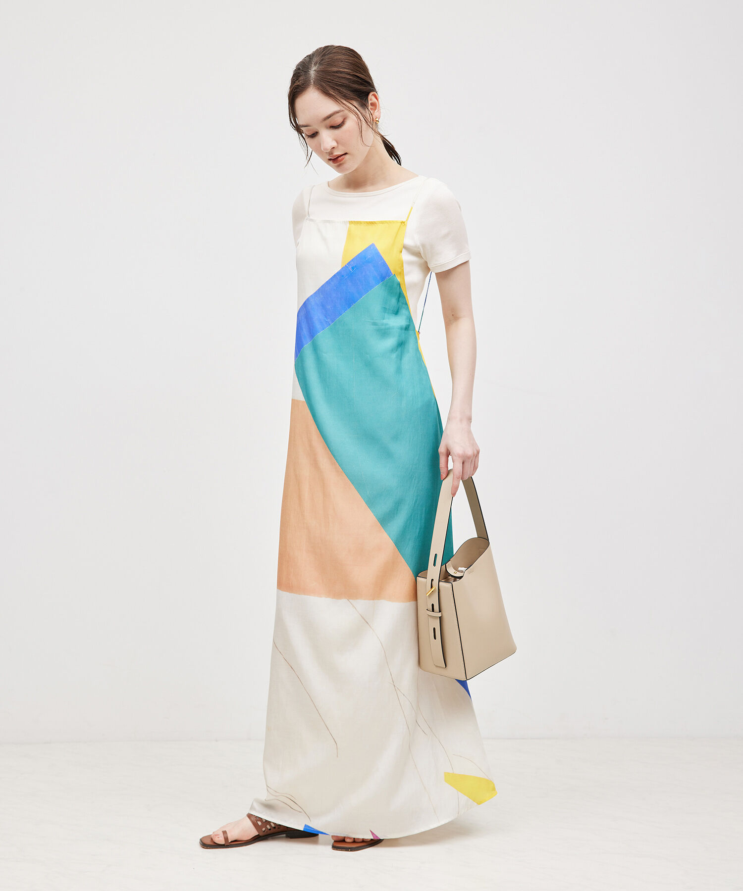 ROPE「コットンシルク丸胴フライスカップ付き半袖カットソー」|Tシャツ・カットソー|