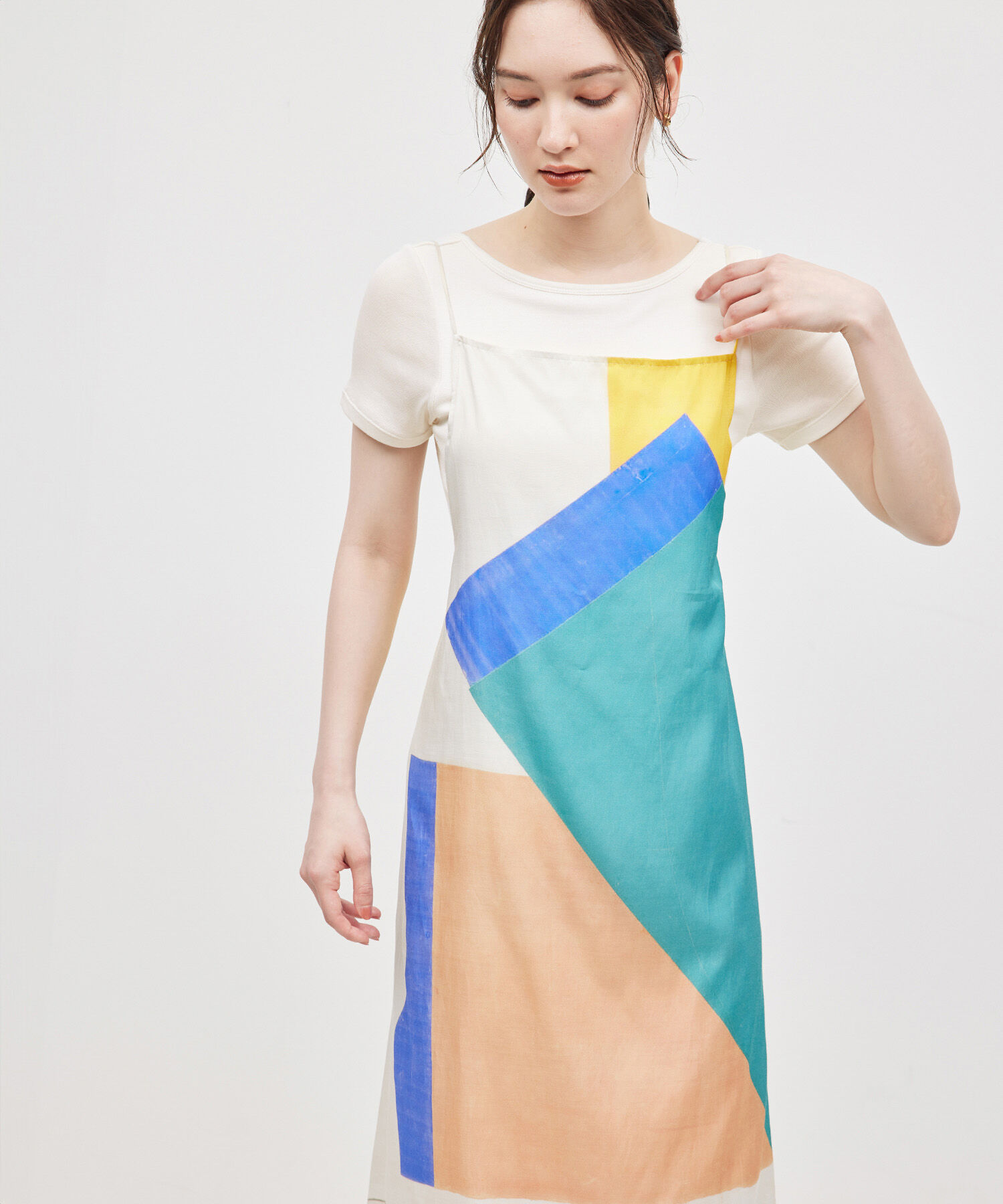 ROPE「コットンシルク丸胴フライスカップ付き半袖カットソー」|Tシャツ・カットソー|