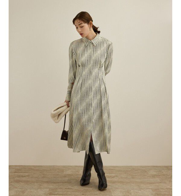 ROPE「【洗える】キカプリントシャツシェイプワンピース」|ワンピース|オフサブ