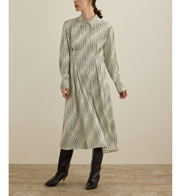 ROPE「【洗える】キカプリントシャツシェイプワンピース」|ワンピース|