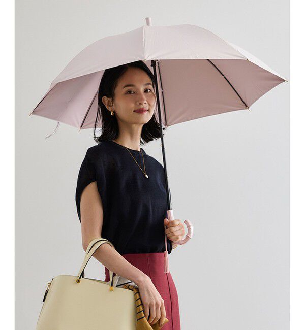 ROPE「【晴雨兼用・高機能】スライド式 ショートバンブーパラソル【UVカット/遮光・遮熱・防水効果】」|傘|ピンク系(65)
