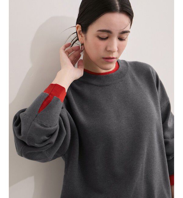 ROPE「《追加》レイヤード風スウェットライクニットプルオーバー」|ニット・セーター|