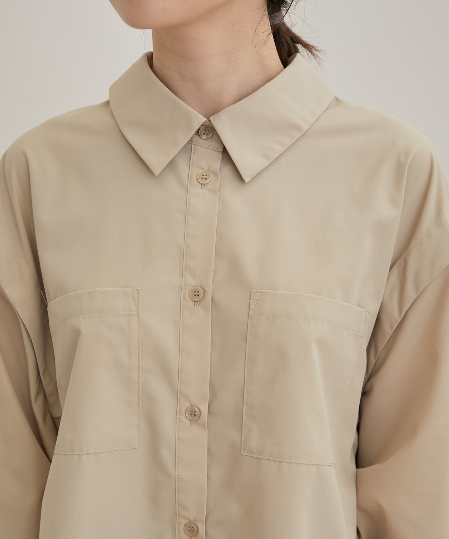 VIS「【洗える】無地＆ストライプ袖取り外しダブルポケットシャツ」|シャツ・ブラウス|