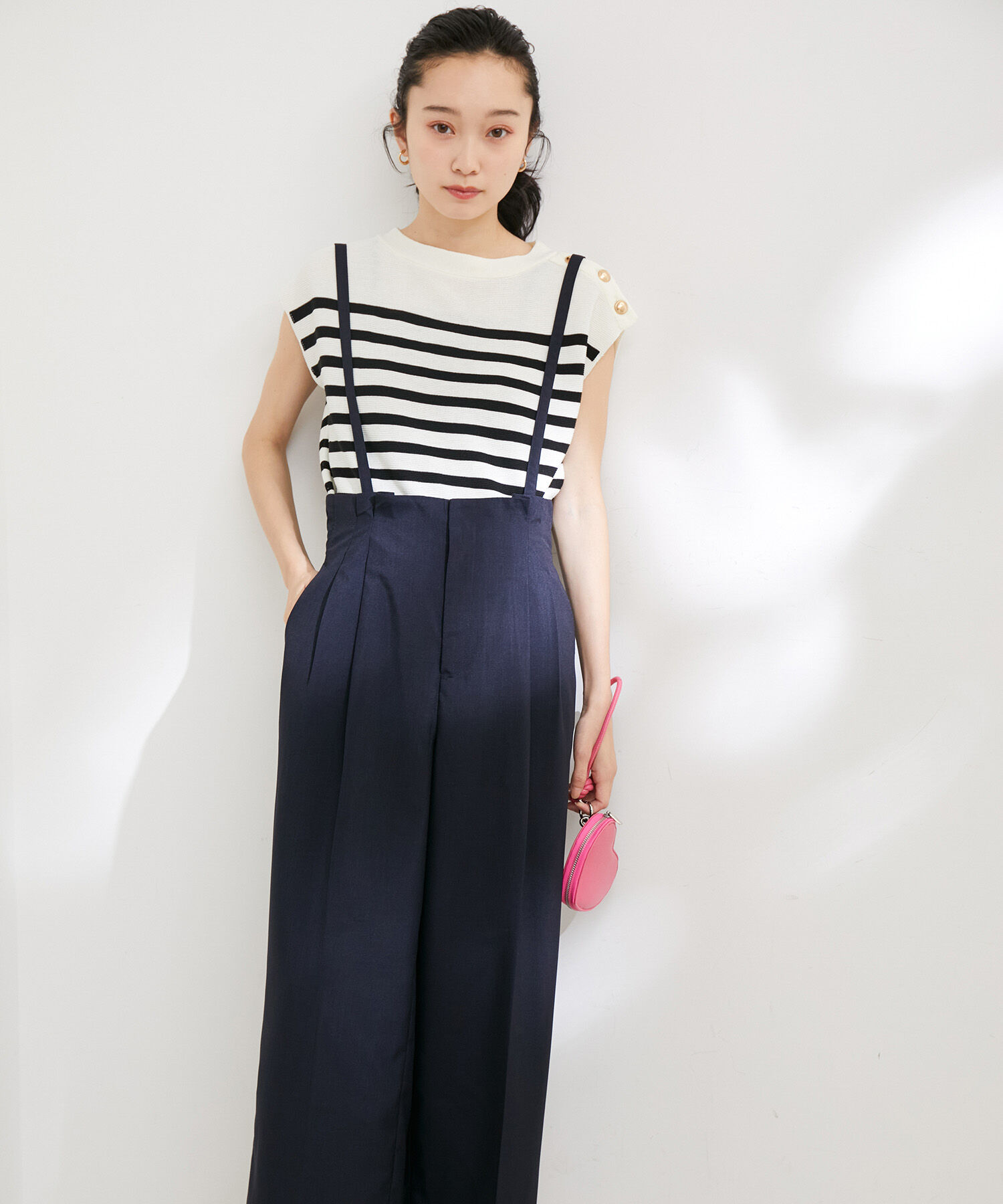 VIS「【セットアップ対応】サス付きリネンライクリラックスワイドパンツ【EASY CARE・接触冷感・洗える】」|その他|