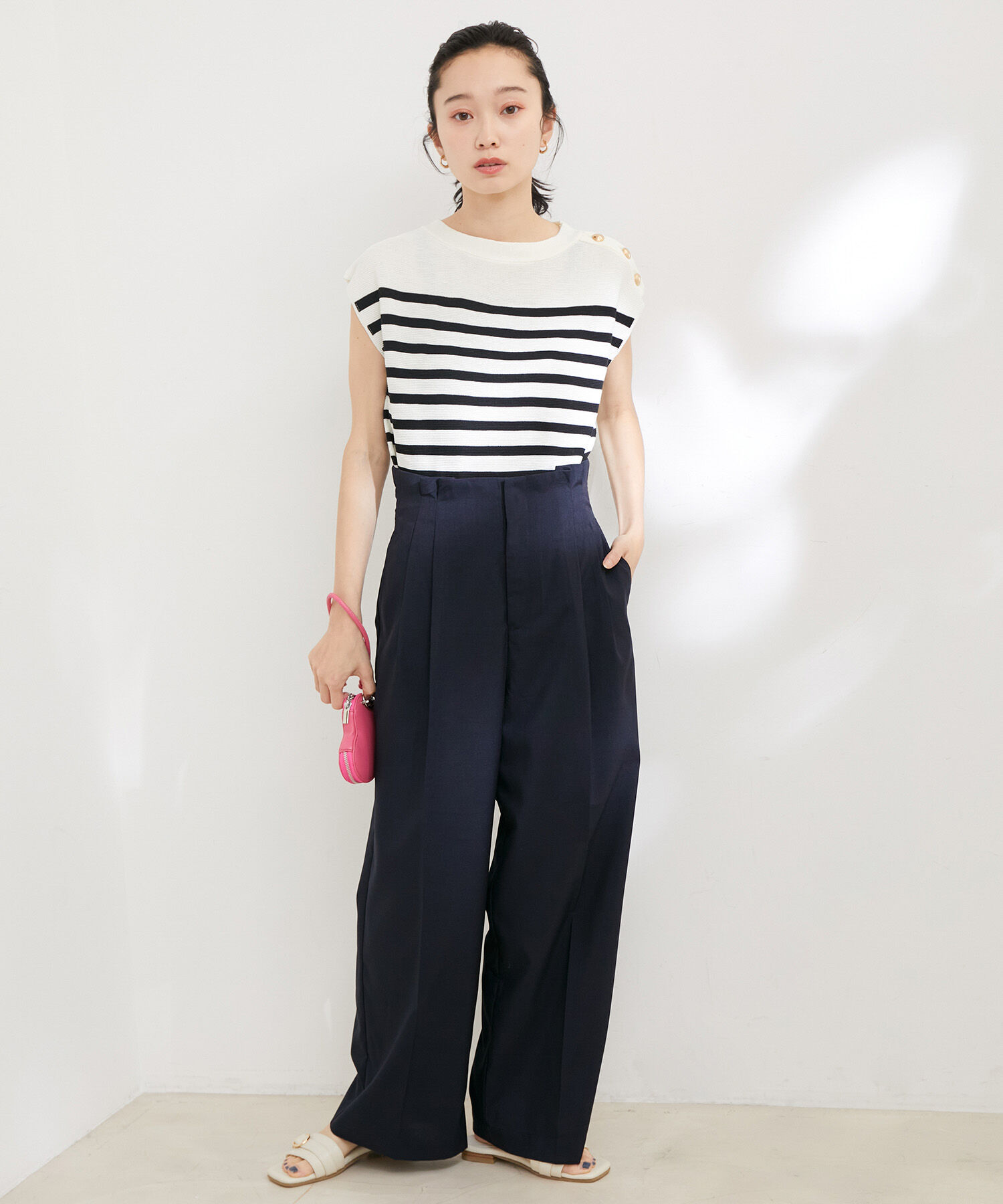 VIS「【セットアップ対応】サス付きリネンライクリラックスワイドパンツ【EASY CARE・接触冷感・洗える】」|その他|