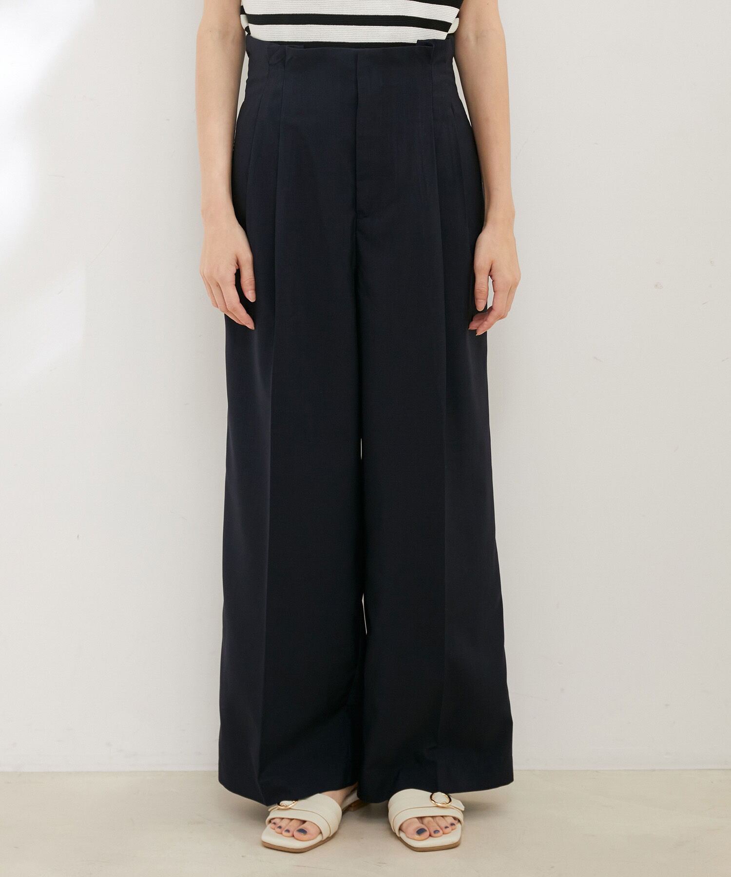 VIS「【セットアップ対応】サス付きリネンライクリラックスワイドパンツ【EASY CARE・接触冷感・洗える】」|その他|