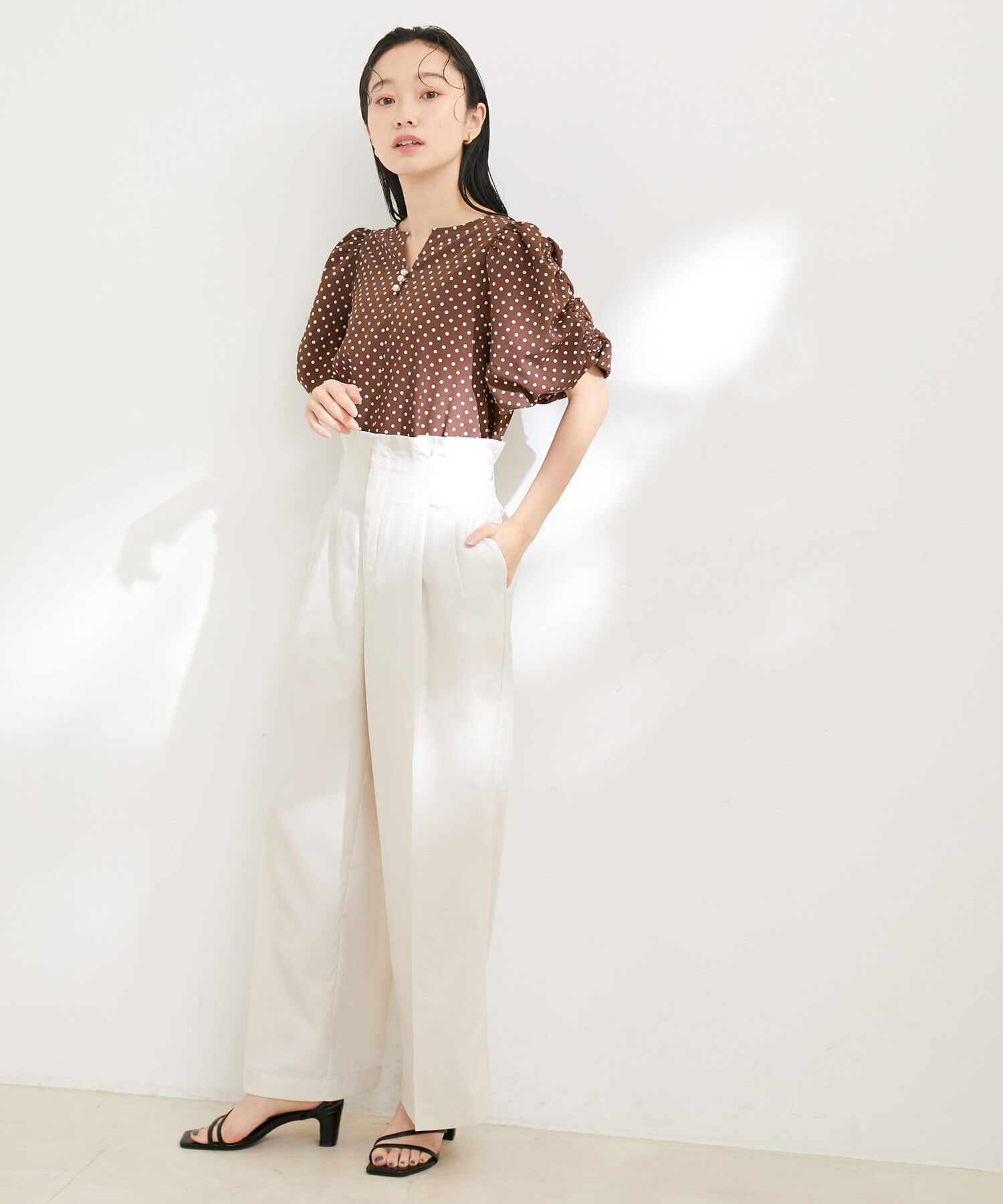 VIS「【セットアップ対応】サス付きリネンライクリラックスワイドパンツ【EASY CARE・接触冷感・洗える】」|その他|