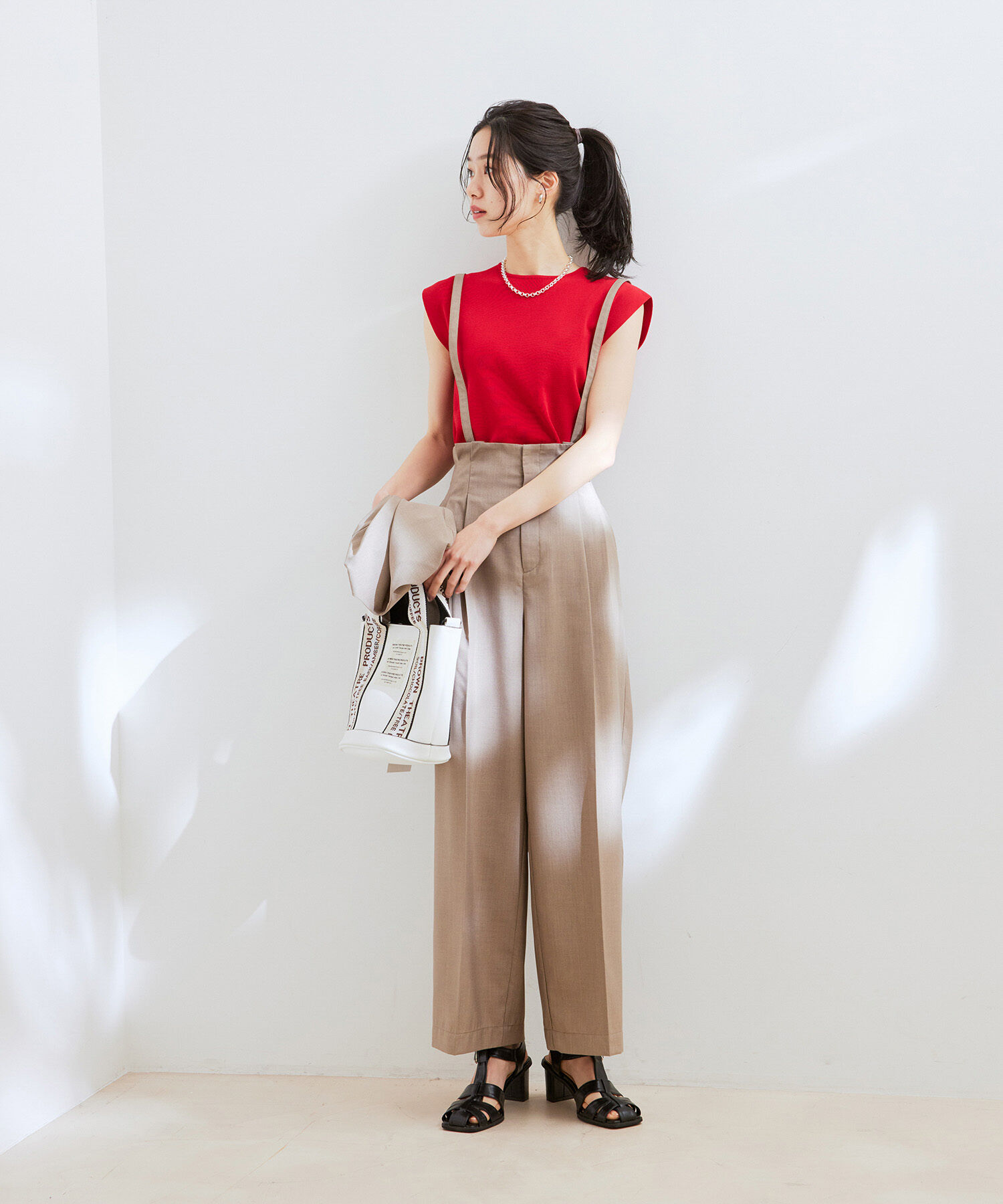 VIS「【セットアップ対応】サス付きリネンライクリラックスワイドパンツ【EASY CARE・接触冷感・洗える】」|その他|